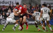 16 April 2022; Stuart McCloskey of Ulster is tackled by Pita Ahki of Toulouse during the Heineken Champions Cup Round of 16 Second Leg match between Ulster and Toulouse at Kingspan Stadium in Belfast. Photo by Ramsey Cardy/Sportsfile