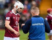 16 April 2022; Westmeath manager Joe Fortune in conversation with Jack Galvin of Westmeath before the Leinster GAA Hurling Senior Championship Round 1 match between Westmeath and Kilkenny at TEG Cusack Park in Mullingar, Westmeath. Photo by Ray McManus/Sportsfile