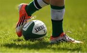 16 April 2022; A view of a ball and boots during the U19 Rugby International match between Ireland and France at Templeville Road in Dublin. Photo by Eóin Noonan/Sportsfile