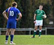 16 April 2022; Sam Prendergast of Ireland during the U19 Rugby International match between Ireland and France at Templeville Road in Dublin. Photo by Eóin Noonan/Sportsfile