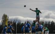 16 April 2022; Clément Sentubery of France fails to hold a lineout during the U19 Rugby International match between Ireland and France at Templeville Road in Dublin. Photo by Eóin Noonan/Sportsfile