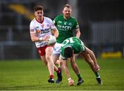 16 April 2022; Conor Meyler of Tyrone in action against Ryan Lyons of Fermanagh during the Ulster GAA Football Senior Championship preliminary round match between Fermanagh and Tyrone at Brewster Park in Enniskillen, Fermanagh. Photo by Stephen McCarthy/Sportsfile