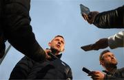 16 April 2022; Fermanagh manager Kieran Donnelly speaks to media after the Ulster GAA Football Senior Championship preliminary round match between Fermanagh and Tyrone at Brewster Park in Enniskillen, Fermanagh. Photo by Stephen McCarthy/Sportsfile