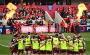 16 April 2022; Munster players huddle before the Heineken Champions Cup Round of 16 Second Leg match between Munster and Exeter Chiefs at Thomond Park in Limerick. Photo by Harry Murphy/Sportsfile