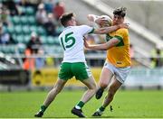 17 April 2022; Pearce Dolan of Leitrim in action against Henry Walsh of London during the Connacht GAA Football Senior Championship Quarter-Final match between London and Leitrim at McGovern Park in Ruislip, London, England. Photo by Sam Barnes/Sportsfile