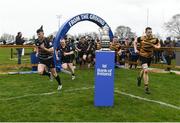 17 April 2022; Ashbourne and Kilkenny players run out before the Bank of Ireland Leinster Rugby Provincial Towns Cup Final match between Ashbourne RFC and Kilkenny RFC at Cill Dara RFC in Kildare. Photo by Harry Murphy/Sportsfile