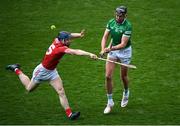17 April 2022; Gearoid Hegarty of Limerick in action against Conor Lehane of Cork during the Munster GAA Hurling Senior Championship Round 1 match between Cork and Limerick at Páirc Uí Chaoimh in Cork. Photo by Stephen McCarthy/Sportsfile