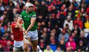 17 April 2022; Kyle Hayes of Limerick evades Mark Coleman of Cork on his way to score a goal, in the 15th minute during the Munster GAA Hurling Senior Championship Round 1 match between Cork and Limerick at Páirc Uí Chaoimh in Cork. Photo by Ray McManus/Sportsfile