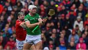 17 April 2022; Kyle Hayes of Limerick evades Mark Coleman of Cork on his way to score a goal, in the 15th minute during the Munster GAA Hurling Senior Championship Round 1 match between Cork and Limerick at Páirc Uí Chaoimh in Cork. Photo by Ray McManus/Sportsfile