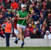 17 April 2022; Kyle Hayes of Limerick evades Mark Coleman of Cork on his way to score a goal, in the 15th minute during the Munster GAA Hurling Senior Championship Round 1 match between Cork and Limerick at Páirc Uí Chaoimh in Cork. Photo by Ray McManus/Sportsfile