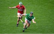 17 April 2022; Darragh O'Donovan of Limerick in action against Shane Kingston of Cork during the Munster GAA Hurling Senior Championship Round 1 match between Cork and Limerick at Páirc Uí Chaoimh in Cork. Photo by Stephen McCarthy/Sportsfile
