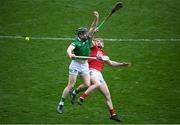 17 April 2022; Graeme Mulcahy of Limerick in action against Niall O’Leary of Cork during the Munster GAA Hurling Senior Championship Round 1 match between Cork and Limerick at Páirc Uí Chaoimh in Cork. Photo by Stephen McCarthy/Sportsfile