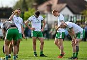 17 April 2022; London players dejected after their defeat in the Connacht GAA Football Senior Championship Quarter-Final match between London and Leitrim at McGovern Park in Ruislip, London, England. Photo by Sam Barnes/Sportsfile