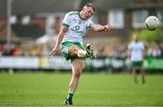 17 April 2022; Liam Gavaghan of London attempts to score a late point which subsiquently goes wide during the Connacht GAA Football Senior Championship Quarter-Final match between London and Leitrim at McGovern Park in Ruislip, London, England. Photo by Sam Barnes/Sportsfile