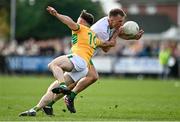 17 April 2022; Liam Gavaghan of London in action against Conor Reynolds of Leitrim during the Connacht GAA Football Senior Championship Quarter-Final match between London and Leitrim at McGovern Park in Ruislip, London, England. Photo by Sam Barnes/Sportsfile