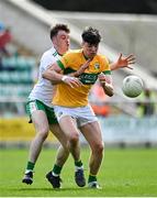 17 April 2022; Pearce Dolan of Leitrim in action against Henry Walsh of London during the Connacht GAA Football Senior Championship Quarter-Final match between London and Leitrim at McGovern Park in Ruislip, London, England. Photo by Sam Barnes/Sportsfile