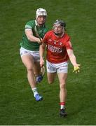 17 April 2022; Mark Coleman of Cork in action against Kyle Hayes of Limerick during the Munster GAA Hurling Senior Championship Round 1 match between Cork and Limerick at Páirc Uí Chaoimh in Cork. Photo by Stephen McCarthy/Sportsfile