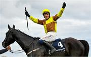 17 April 2022; Jockey Paul Townend celebrates after riding Galopin Des Champs to victory in the BoyleSports Gold Cup Novice Steeplechase during day two of the Fairyhouse Easter Festival at the Fairyhouse Racecourse in Ratoath, Meath. Photo by Seb Daly/Sportsfile