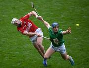 17 April 2022; Mike Casey of Limerick in action against Patrick Horgan of Cork during the Munster GAA Hurling Senior Championship Round 1 match between Cork and Limerick at Páirc Uí Chaoimh in Cork. Photo by Stephen McCarthy/Sportsfile