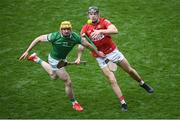 17 April 2022; Mark Coleman of Cork in action against Oisín O'Reilly of Limerick during the Munster GAA Hurling Senior Championship Round 1 match between Cork and Limerick at Páirc Uí Chaoimh in Cork. Photo by Stephen McCarthy/Sportsfile