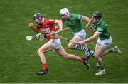 17 April 2022; Ger Millerick of Cork in action against Pat Ryan and Conor Boylan of Limerick during the Munster GAA Hurling Senior Championship Round 1 match between Cork and Limerick at Páirc Uí Chaoimh in Cork. Photo by Stephen McCarthy/Sportsfile