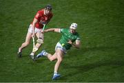 17 April 2022; Kyle Hayes of Limerick in action against Ciarán Joyce of Cork during the Munster GAA Hurling Senior Championship Round 1 match between Cork and Limerick at Páirc Uí Chaoimh in Cork. Photo by Stephen McCarthy/Sportsfile