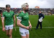 17 April 2022; Conor Boylan of Limerick, left, and Cian Lynch after the Munster GAA Hurling Senior Championship Round 1 match between Cork and Limerick at Páirc Uí Chaoimh in Cork. Photo by Ray McManus/Sportsfile