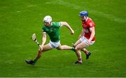 17 April 2022; Aaron Gillane of Limerick in action against Sean O’Donoghue of Cork during the Munster GAA Hurling Senior Championship Round 1 match between Cork and Limerick at Páirc Uí Chaoimh in Cork. Photo by Stephen McCarthy/Sportsfile