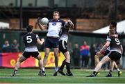 17 April 2022; Jonathan Glynn of New York in action against Nathan Mullen, left, and Sean Carrabine of Sligo during the Connacht GAA Football Senior Championship Quarter-Final match between New York and Sligo at Gaelic Park in New York, USA. Photo by Daire Brennan/Sportsfile