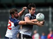 17 April 2022; Darragh Cummins of Sligo in action against Niall Madine of New York during the Connacht GAA Football Senior Championship Quarter-Final match between New York and Sligo at Gaelic Park in New York, USA. Photo by Daire Brennan/Sportsfile