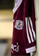 12 April 2022; A detailed view of the Galway jersey during a Galway football squad portrait session at Pearse Stadium in Galway. Photo by Sam Barnes/Sportsfile