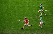 17 April 2022; Mark Coleman of Cork gets away from William O'Donoghue, 9, and Conor Boylan of Limerick during the Munster GAA Hurling Senior Championship Round 1 match between Cork and Limerick at Páirc Uí Chaoimh in Cork. Photo by Stephen McCarthy/Sportsfile