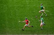 17 April 2022; Mark Coleman of Cork gets away from William O'Donoghue, 9, and Conor Boylan of Limerick during the Munster GAA Hurling Senior Championship Round 1 match between Cork and Limerick at Páirc Uí Chaoimh in Cork. Photo by Stephen McCarthy/Sportsfile