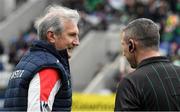 17 April 2022; Cork manager Kieran Kingston in converation with Fergal Horgan before the Munster GAA Hurling Senior Championship Round 1 match between Cork and Limerick at Páirc Uí Chaoimh in Cork. Photo by Ray McManus/Sportsfile