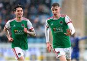 18 April 2022; Matt Healy of Cork City, right, celebrates after scoring his side's first goal during the SSE Airtricity League First Division match between Waterford and Cork City at RSC in Waterford. Photo by Michael P Ryan/Sportsfile