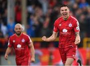 18 April 2022; Sean Boyd of Shelbourne celebrates after scoring his side's first goal during the SSE Airtricity League Premier Division match between Shelbourne and Bohemians at Tolka Park in Dublin. Photo by Stephen McCarthy/Sportsfile