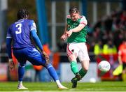 18 April 2022; Cian Murphy of Cork City has a shot on goal during the SSE Airtricity League First Division match between Waterford and Cork City at RSC in Waterford. Photo by Michael P Ryan/Sportsfile