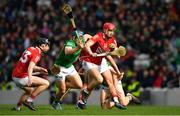 17 April 2022; Alan Connolly of Cork, supported by Jack O’Connor, left, breaks clear of Mike Casey of Limerick during the Munster GAA Hurling Senior Championship Round 1 match between Cork and Limerick at Páirc Uí Chaoimh in Cork. Photo by Ray McManus/Sportsfile