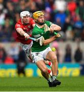 17 April 2022; Tom Morrisey of Limerick is tackled by Mark Coleman of Cork during the Munster GAA Hurling Senior Championship Round 1 match between Cork and Limerick at Páirc Uí Chaoimh in Cork. Photo by Ray McManus/Sportsfile