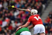 17 April 2022; Patrick Horgan of Cork wins possession ahead of Sean Finn of Limerick during the Munster GAA Hurling Senior Championship Round 1 match between Cork and Limerick at Páirc Uí Chaoimh in Cork. Photo by Ray McManus/Sportsfile