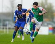 18 April 2022; Ruairi Keating of Cork City in action against Richard Taylor of Waterford during the SSE Airtricity League First Division match between Waterford and Cork City at RSC in Waterford. Photo by Michael P Ryan/Sportsfile