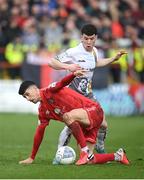 18 April 2022; Shane Griffin of Shelbourne in action against Ali Coote of Bohemians during the SSE Airtricity League Premier Division match between Shelbourne and Bohemians at Tolka Park in Dublin. Photo by Stephen McCarthy/Sportsfile