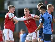 18 April 2022; Eoin Doyle of St Patrick's Athletic seperates team mate Chris Forrester and Sam Todd during the SSE Airtricity League Premier Division match between UCD and St Patrick's Athletic at UCD Bowl in Belfield, Dublin. Photo by David Fitzgerald/Sportsfile