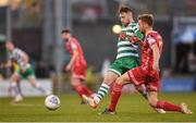 18 April 2022; Jack Byrne of Shamrock Rovers is tackled by Paul Doyle of Dundalk during the SSE Airtricity League Premier Division match between Shamrock Rovers and Dundalk at Tallaght Stadium in Dublin. Photo by Eóin Noonan/Sportsfile