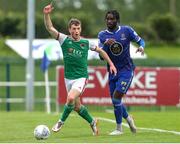 18 April 2022; Cian Bargary of Cork City in action against Richard Taylor of Waterford during the SSE Airtricity League First Division match between Waterford and Cork City at RSC in Waterford. Photo by Michael P Ryan/Sportsfile