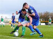 18 April 2022; Cian Murphy of Cork City in action against Eddie Nolan of Waterford during the SSE Airtricity League First Division match between Waterford and Cork City at RSC in Waterford. Photo by Michael P Ryan/Sportsfile