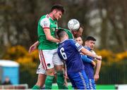 18 April 2022; Joshua Honohan of Cork City in action against Eddie Nolan of Waterford during the SSE Airtricity League First Division match between Waterford and Cork City at RSC in Waterford. Photo by Michael P Ryan/Sportsfile