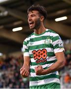 18 April 2022; Danny Mandroiu of Shamrock Rovers celebrates after scoring his side's first goal during the SSE Airtricity League Premier Division match between Shamrock Rovers and Dundalk at Tallaght Stadium in Dublin. Photo by Eóin Noonan/Sportsfile