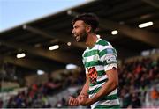 18 April 2022; Danny Mandroiu of Shamrock Rovers celebrates after scoring his side's first goal during the SSE Airtricity League Premier Division match between Shamrock Rovers and Dundalk at Tallaght Stadium in Dublin. Photo by Eóin Noonan/Sportsfile