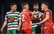 18 April 2022; Brian Gartland of Dundalk tussles with Gary O'Neill of Shamrock Rovers after being sent off by referee Ray Matthews during the SSE Airtricity League Premier Division match between Shamrock Rovers and Dundalk at Tallaght Stadium in Dublin. Photo by Eóin Noonan/Sportsfile